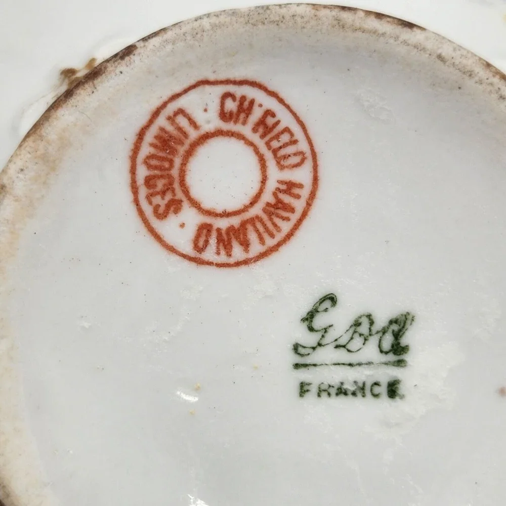 Antique LS&S Limoges‎ France Floral Pink Floral Creamer w/ Gold Edge